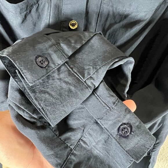 Michael Kors button down tie blouse navy blue size XS - Picture 8 of 12